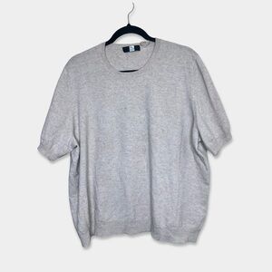 SAKS FIFTH AVENUE Blouse Size 3X Beige Color 100% Cashmere GUC Short Sleeve